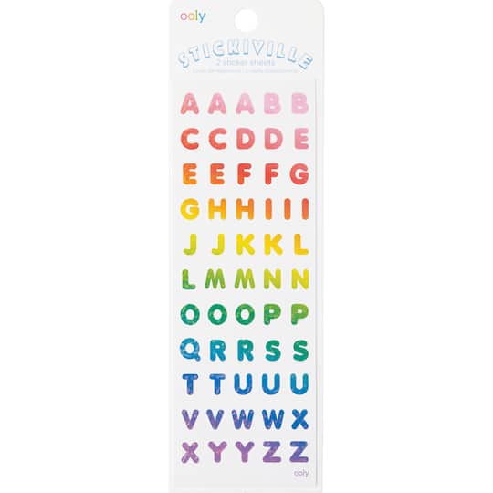 Ooly Stickiville Holographic Glitter Rainbow Letters Skinny Sticker Sheet, 2ct.